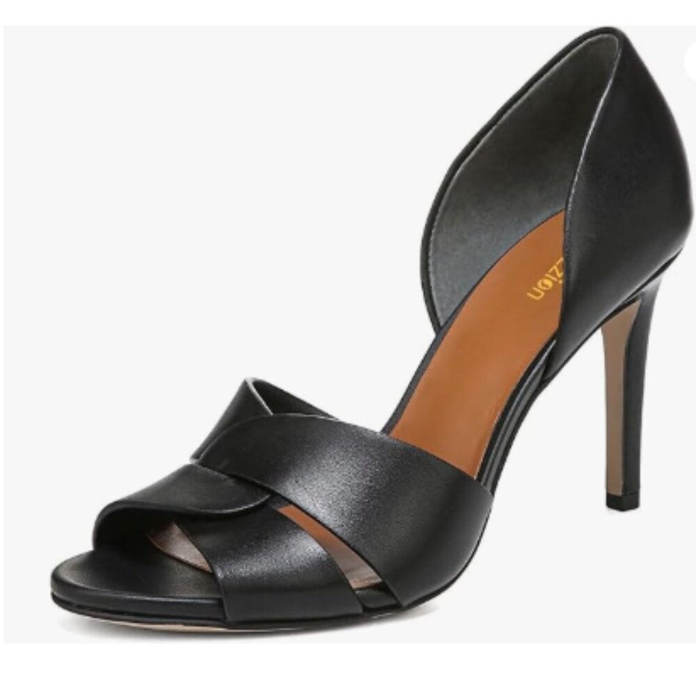 Pazzion Black Sexy Open Toe High Heel Slip On Stiletto Heeled Two Pieces Sandals